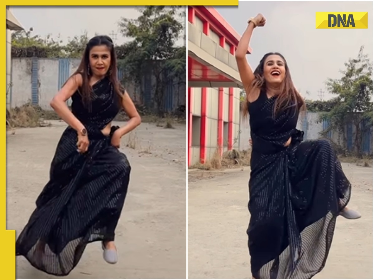 Pindio Sexxi Videos - Girl in sexy black saree shows off sizzling dance moves to SRK's Jhoome Jo  Pathaan, viral video