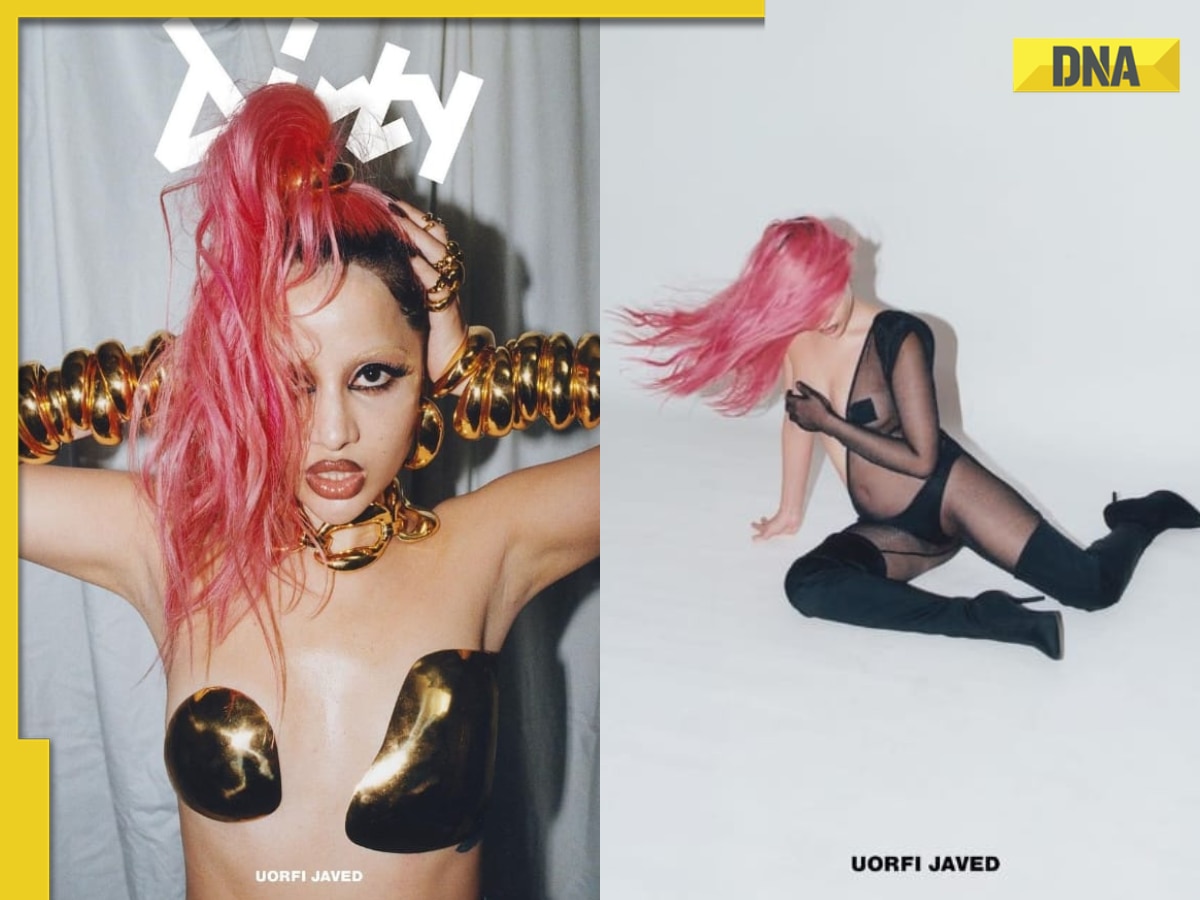 Urfi Javed goes bolder in pink hair, gold bralet, transparent catsuit in new shoot; netizens call her 'desi Lady Gaga' 