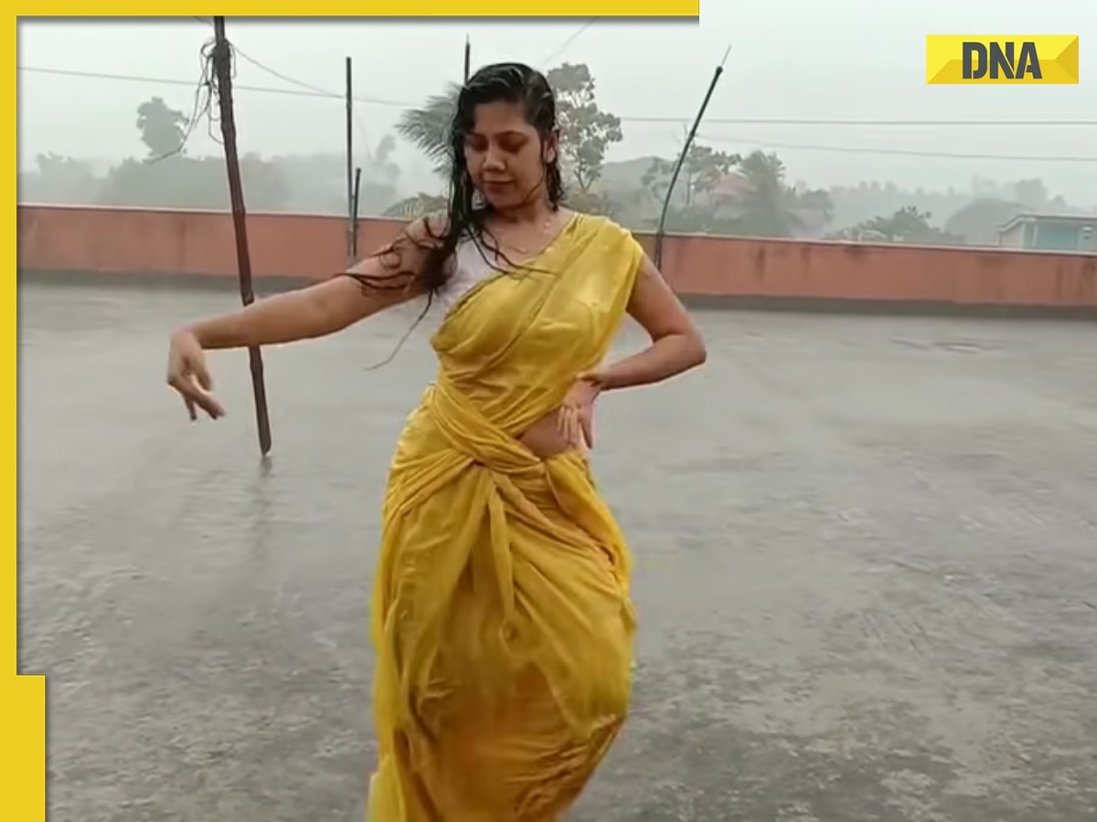 Viral video Desi girl in sexy yellow saree raises the mercury with her dance moves on Tip Tip Barsa Paani