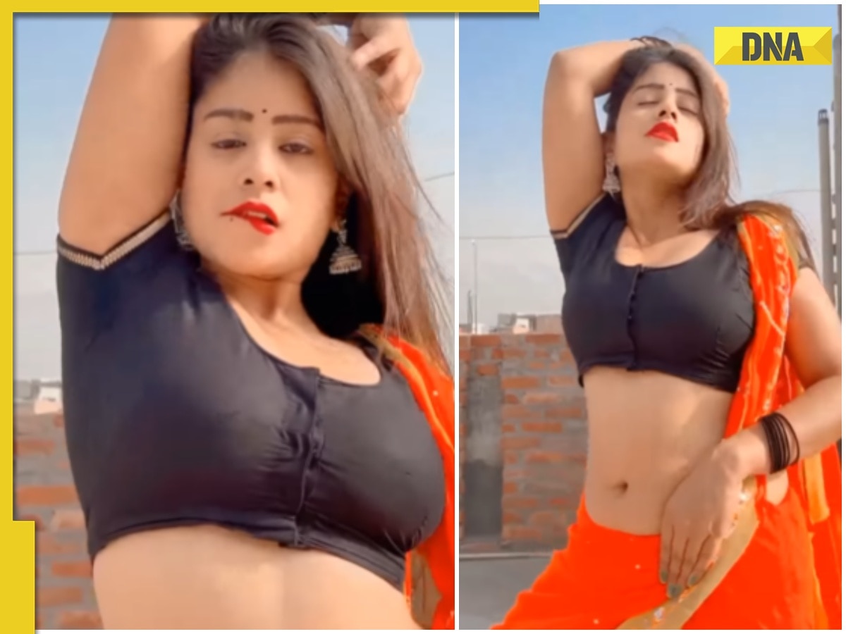 Desi girl in hot saree shows off sizzling dance moves on Ek Chumma Tu Mujhko song, viral video pic image