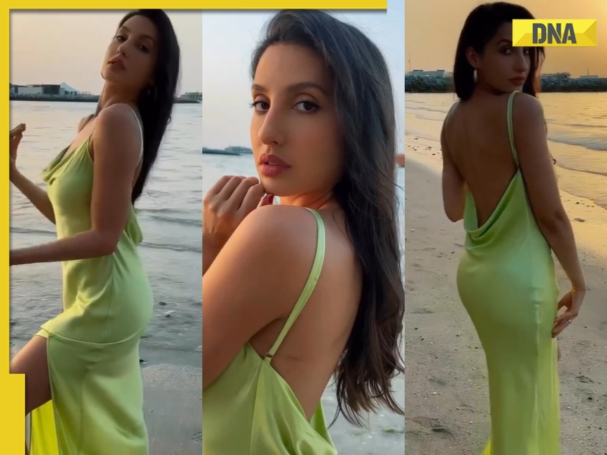 Arvind Xxx Video - Watch: Old video of Nora Fatehi walking on the beach in backless,  thigh-high slit dress goes viral