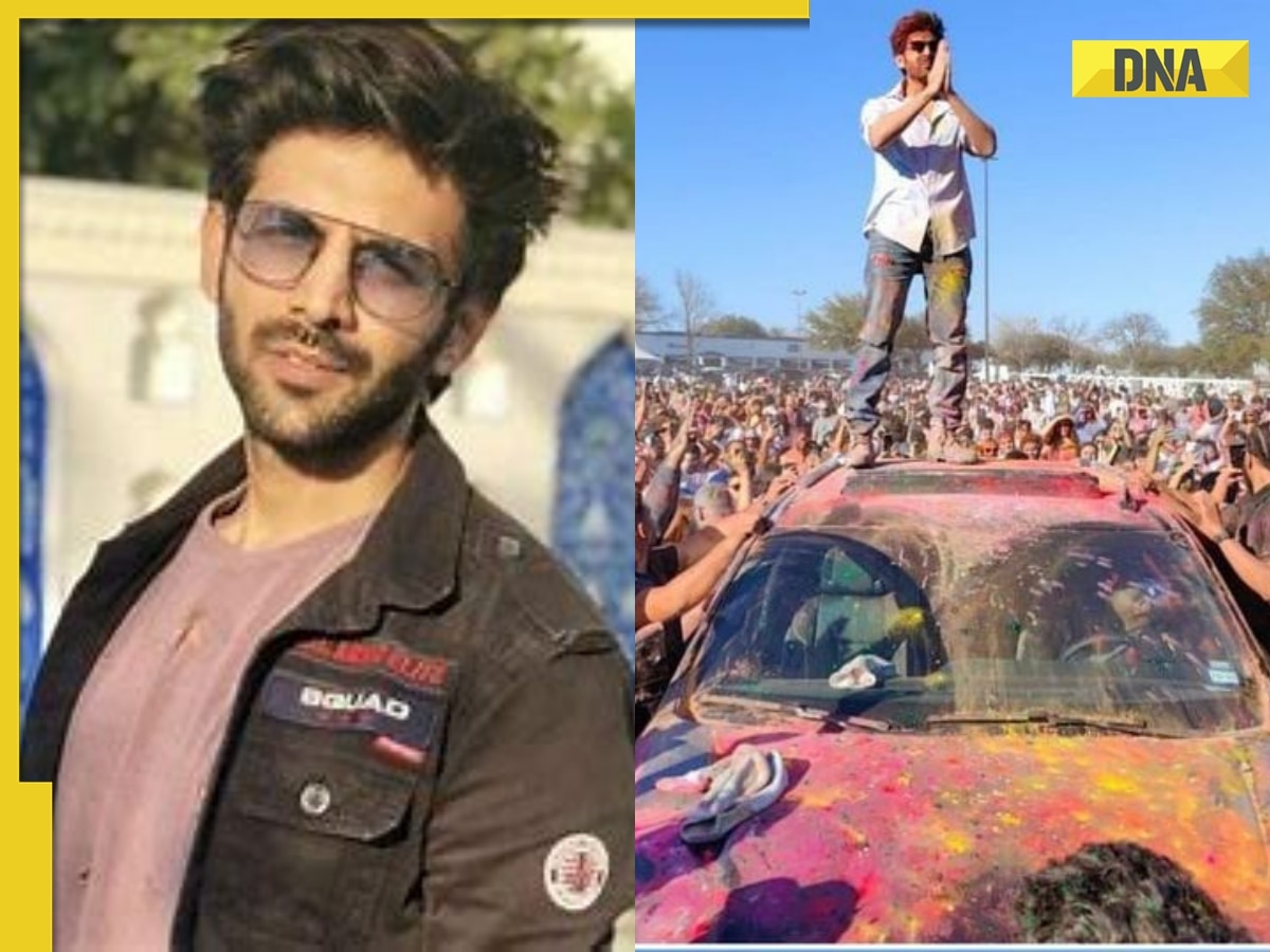 Kartik Aaryan causes crowd to go wild at Holi event in USA, fans call him 'future Shah Rukh Khan'