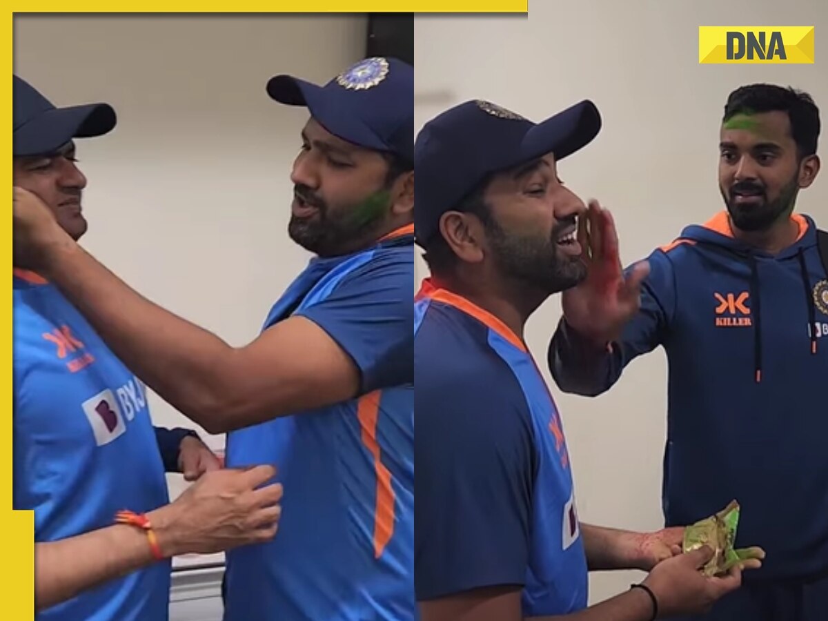 Viral Video: Rohit Sharma plays Holi with Team India in Ahmedabad, watch