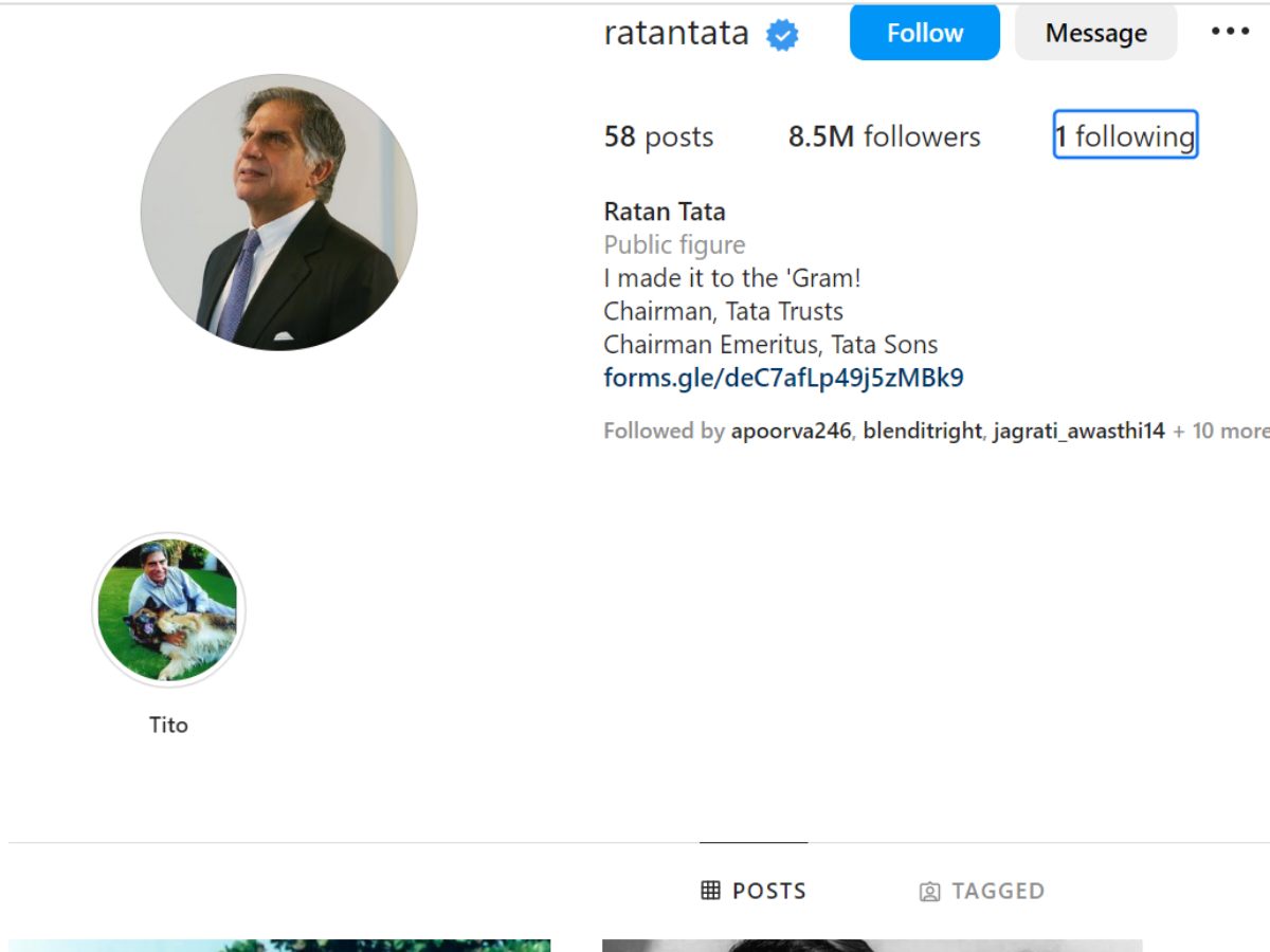 रतन टाटा को फॉलो करते 85 लाख फॉलोअर्स, लेकिन वो सिर्फ इन्हें करते हैं Follow- 85 lakh followers follow Ratan Tata, but he only follows them