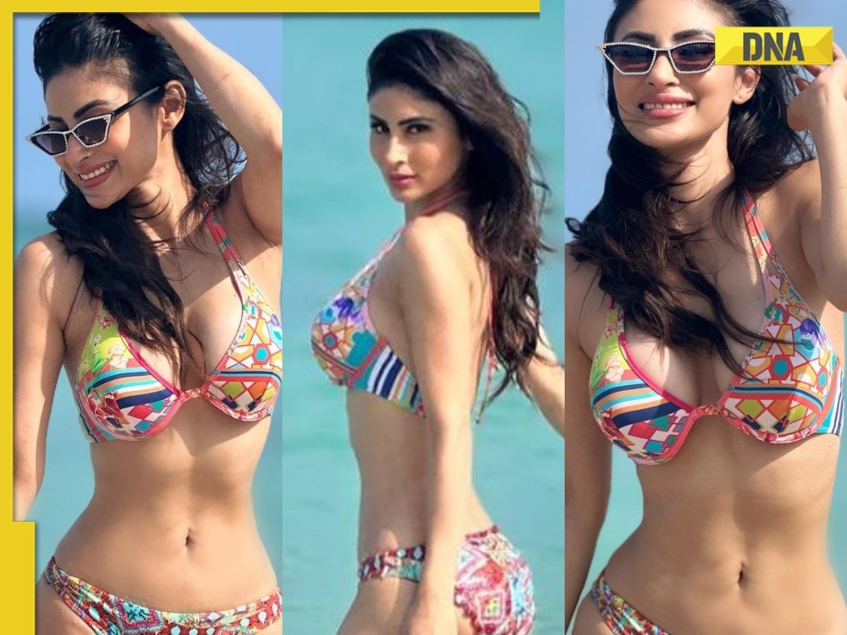 Sexi Girl With Boy Video - Viral video: Mouni Roy raises temperature in sexy colorful bikini, watch