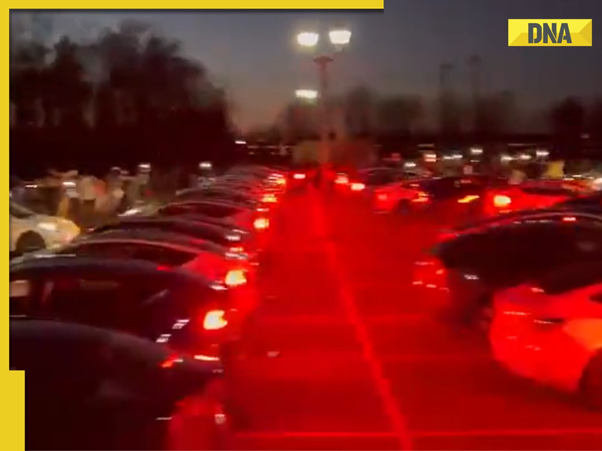 Watch: Tesla cars put up a light show on Oscar-winning RRR song Naatu Naatu, viral video