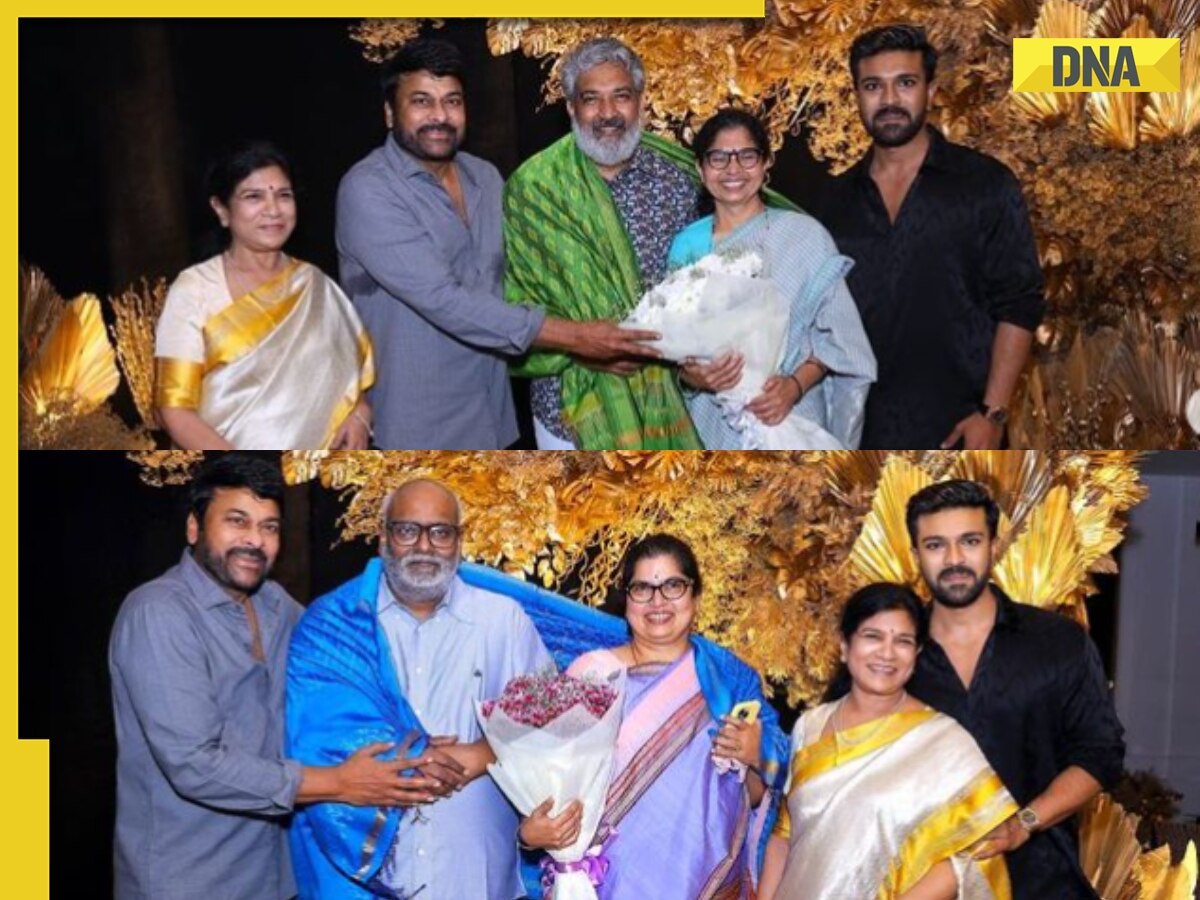 Chiranjeevi honours SS Rajamouli, MM Keeravani for Naatu Naatu's Oscars win at Ram Charan's birthday bash