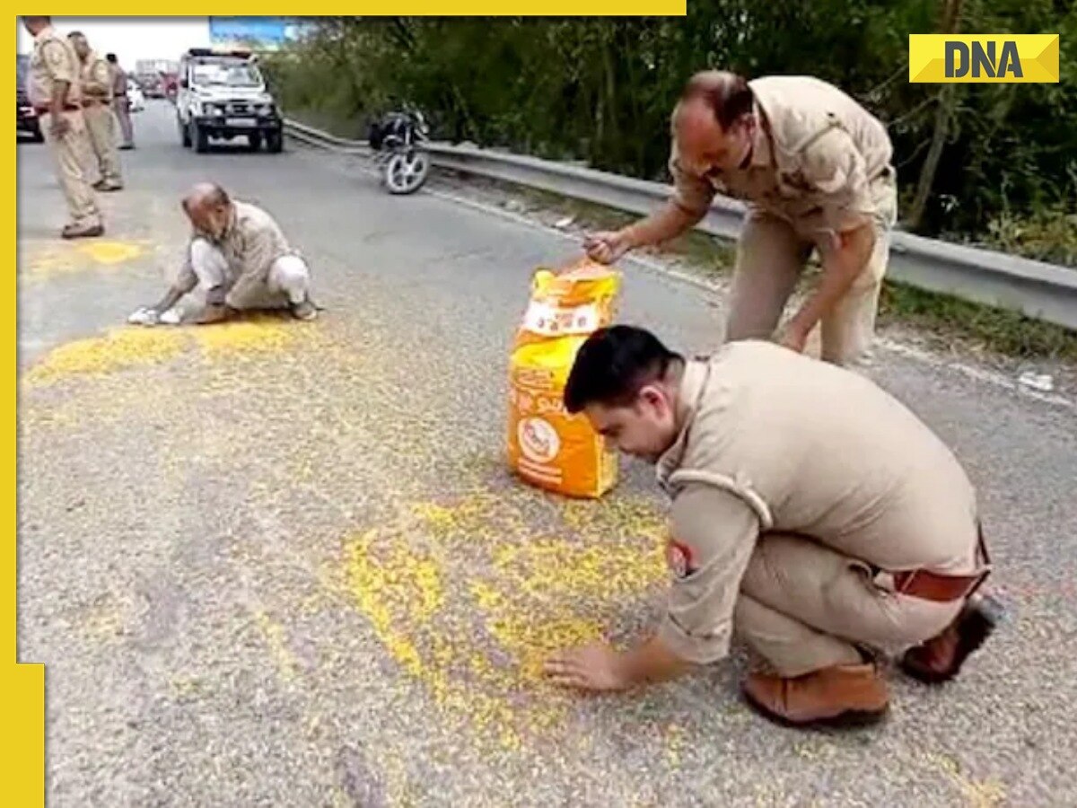 UP cops help elderly man in collecting pulses spilled on road in viral video, internet is crying tears of joy