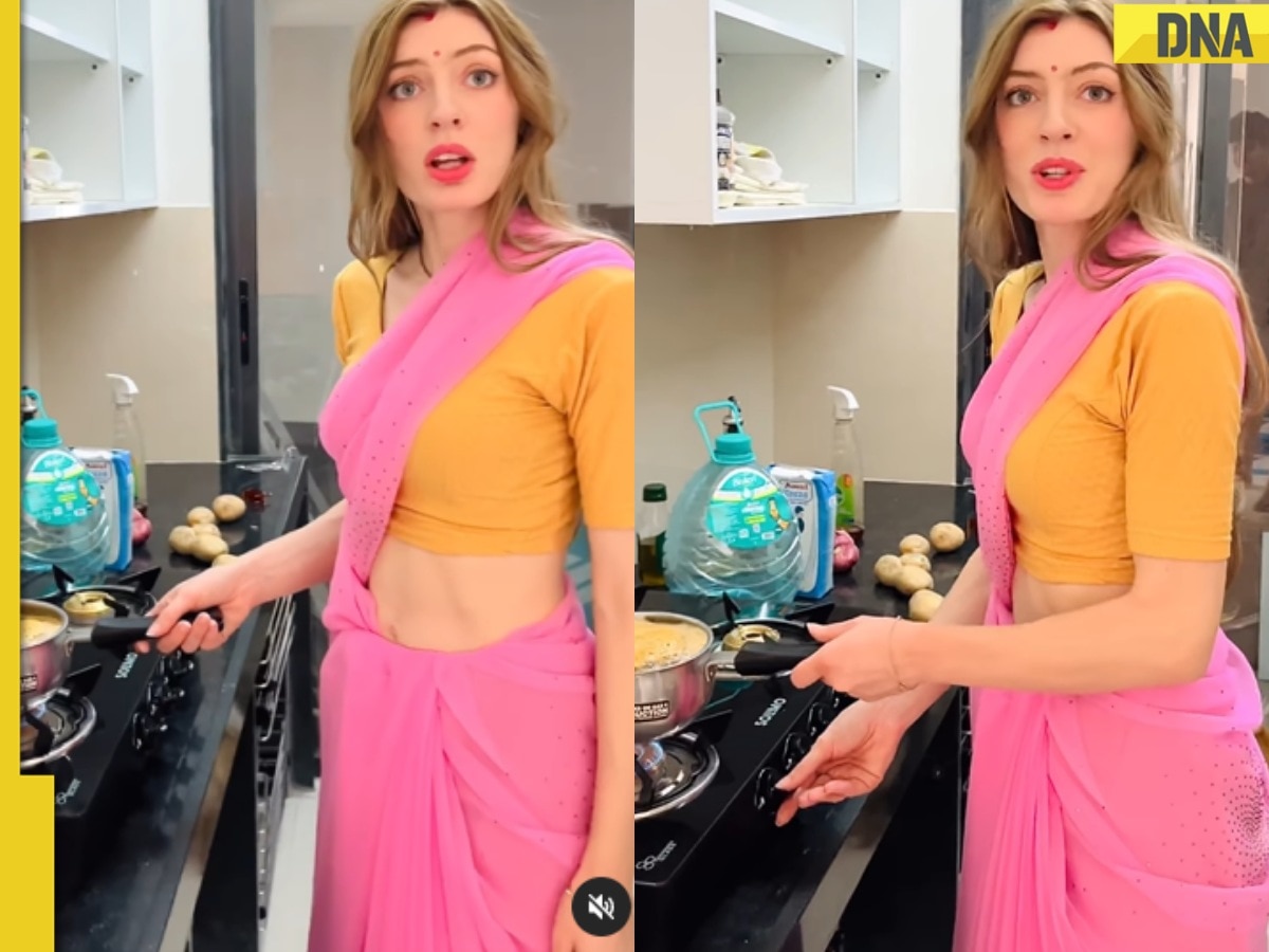 German woman in saree prepares tea for Indian husband, viral video  impresses desi internet