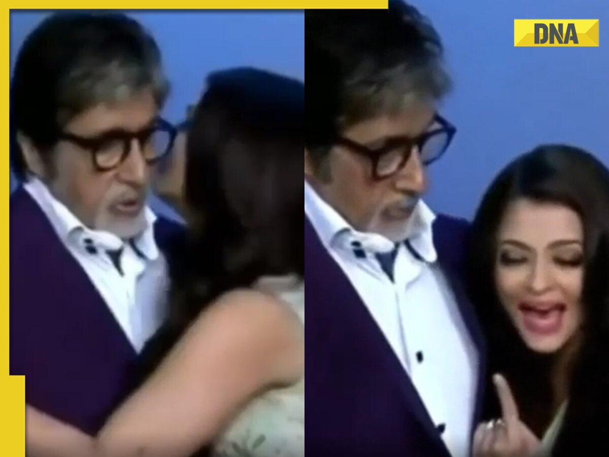 Watch Aishwarya Rai plants a kiss on visibly embarrassed Amitabh Bachchan, viral video shocks fans image
