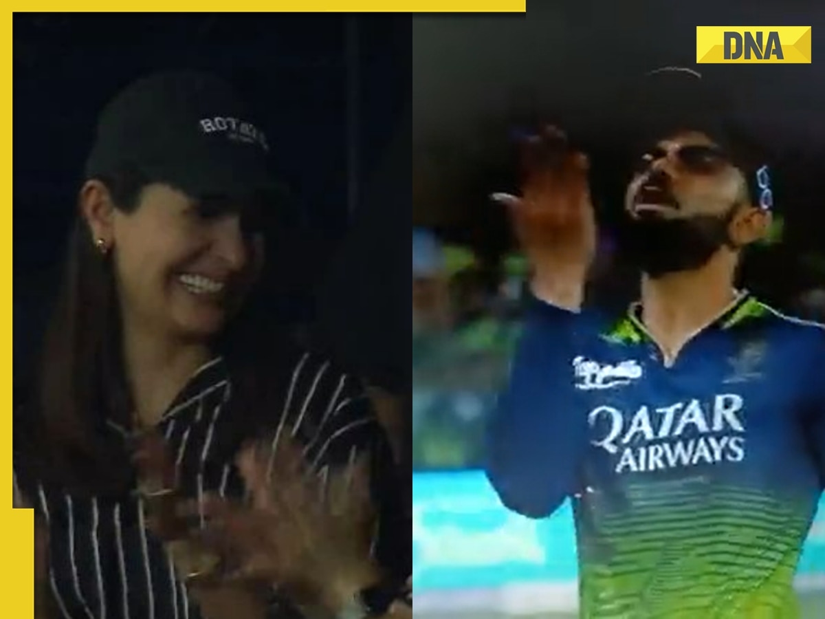 Watch: Virat Kohli gives flying kiss to Anushka Sharma during RCB vs RR IPL match, video goes viral