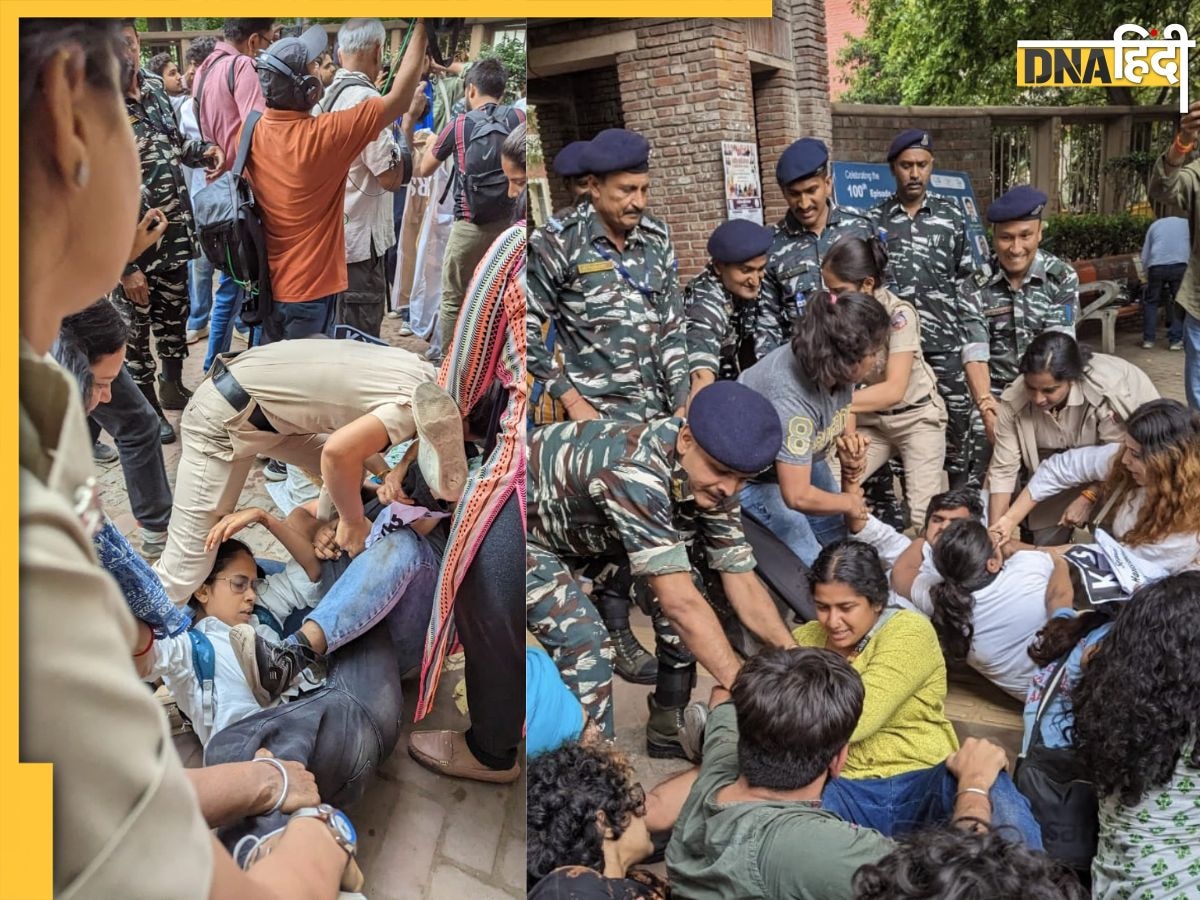 Wrestlers Protest के समर्थन पर DU में बवाल, पुलिस पर स्टूडेंट्स से बदसलूकी और घसीटकर गिरफ्तार करने का आरोप, देखें Photos