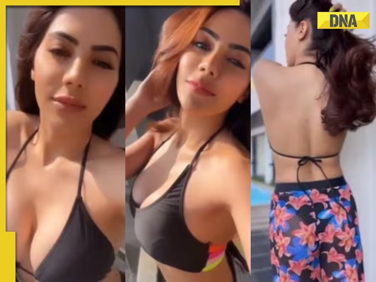 1200px x 900px - Viral video: Nikki Tamboli lights up internet in sexy backless bikini top,  see-through pants, watch