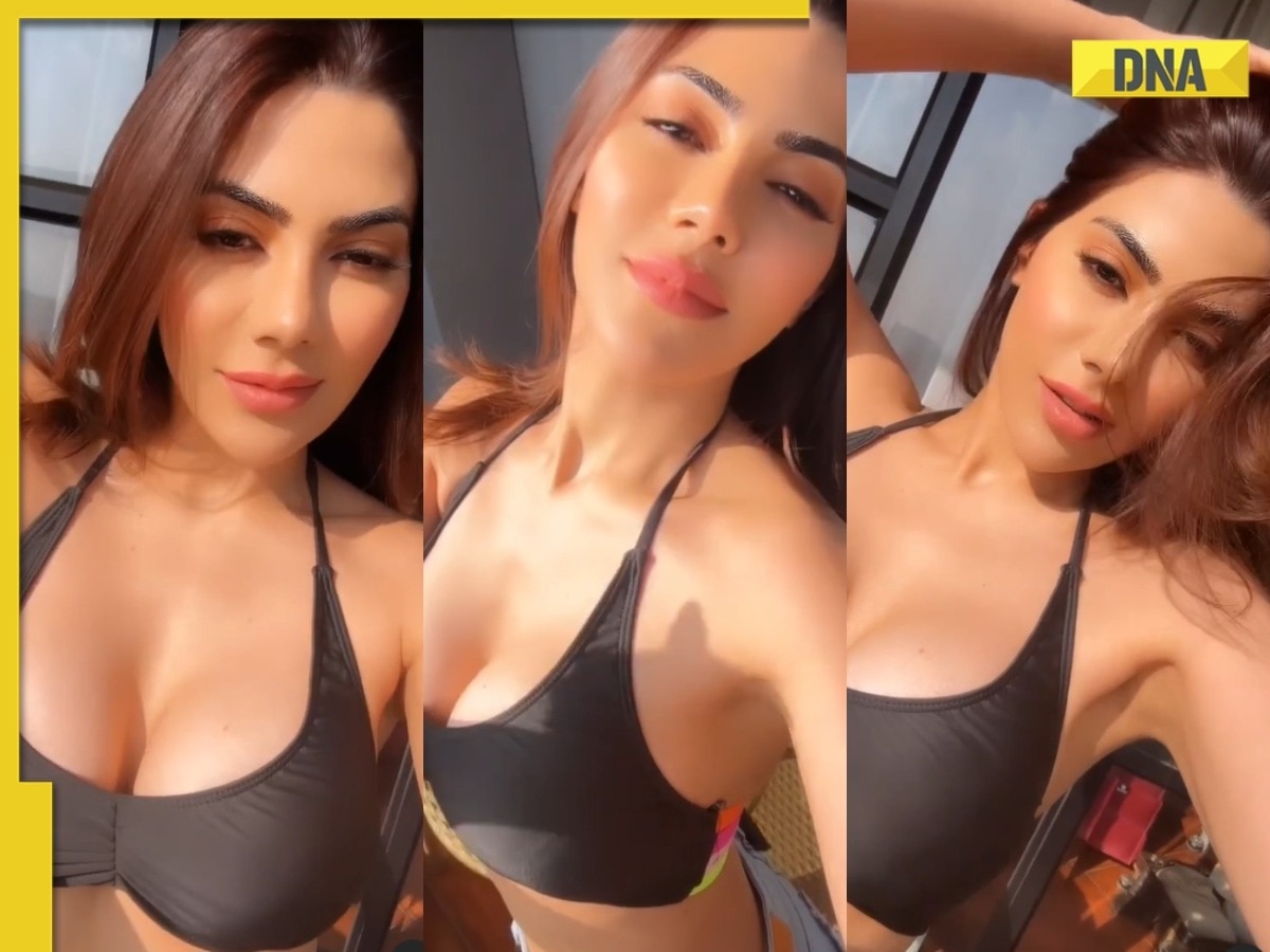 Viral video: Nikki Tamboli raises heat in sexy black bikini top, low-waist  pants, watch