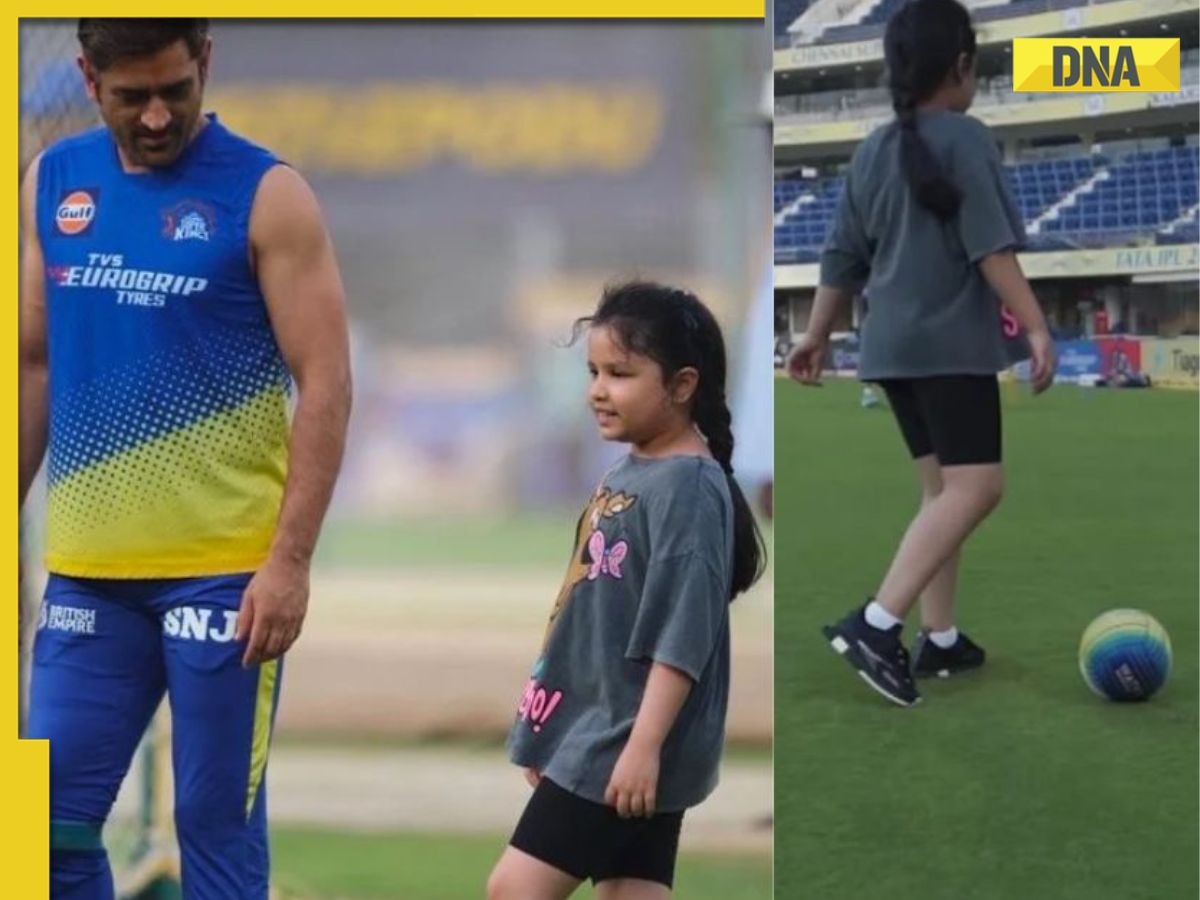 Watch: MS Dhoni plays football with daughter Ziva during CSK's training session, video goes viral