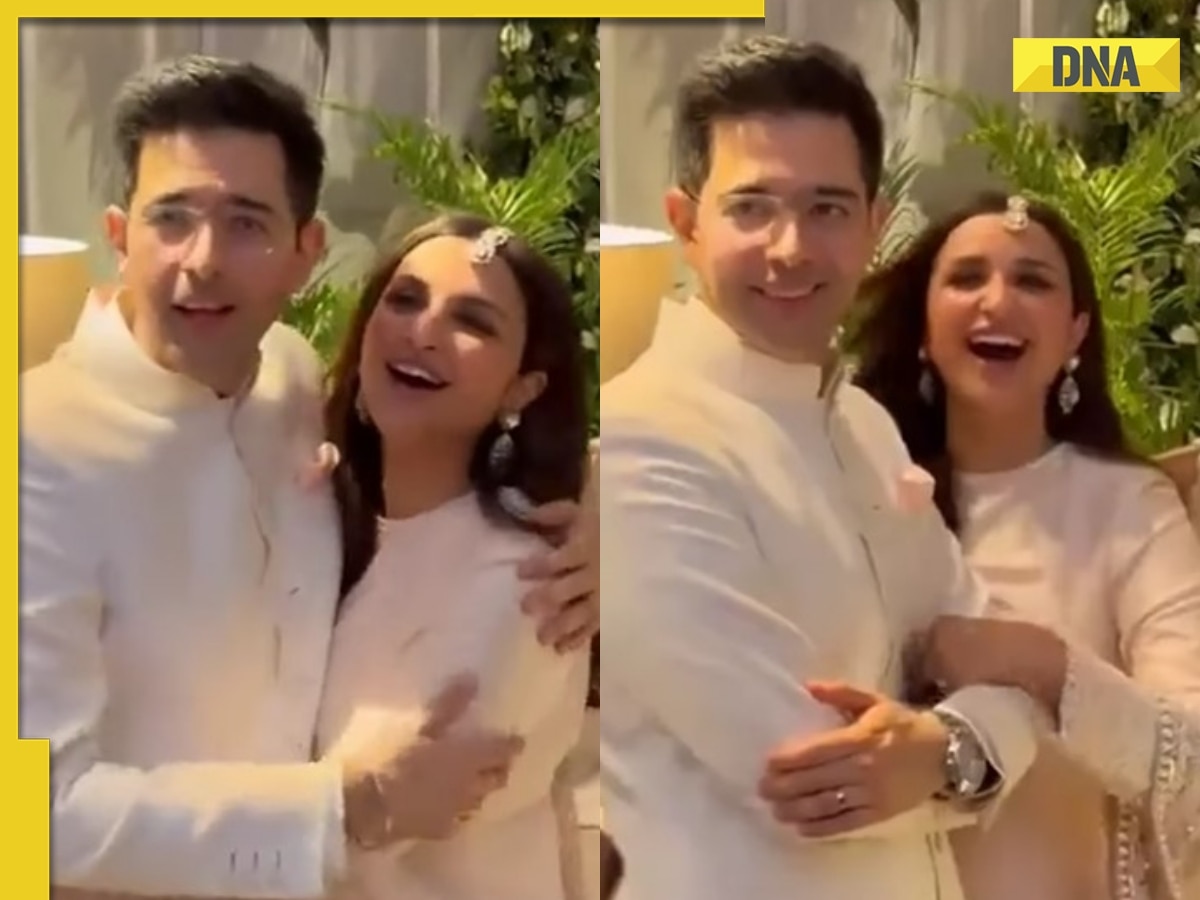 Viral video: Raghav Chadha kisses Parineeti Chopra after she sings her song Ve Maahi for him at engagement bash