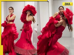 Rakhi Sawant attempts to lift Sara Ali Khan as they twin in red and groove to Baby Tujhe Paap Lagega, video goes viral