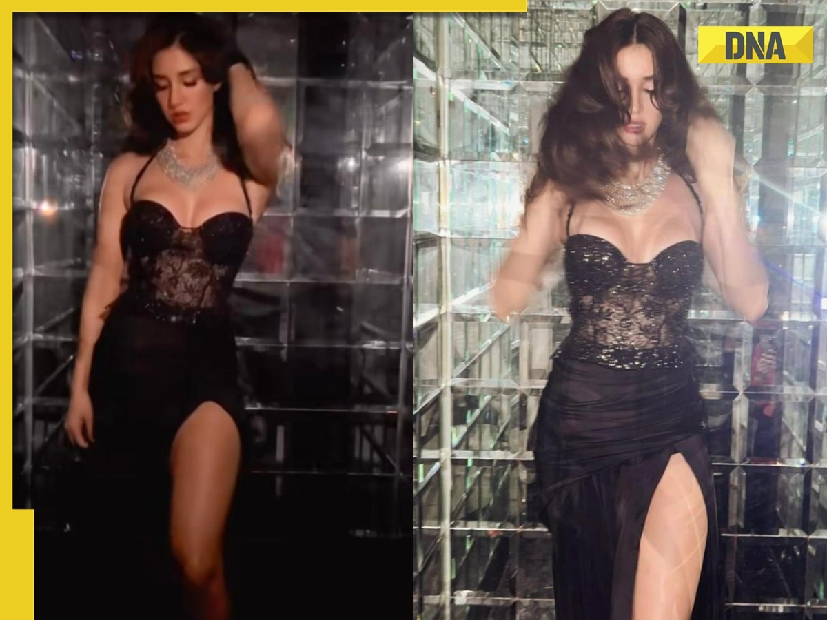Disha Patani flaunts her perfectly toned body in sexy black corset  thigh-high slit gown, fans say 'hotness overloaded