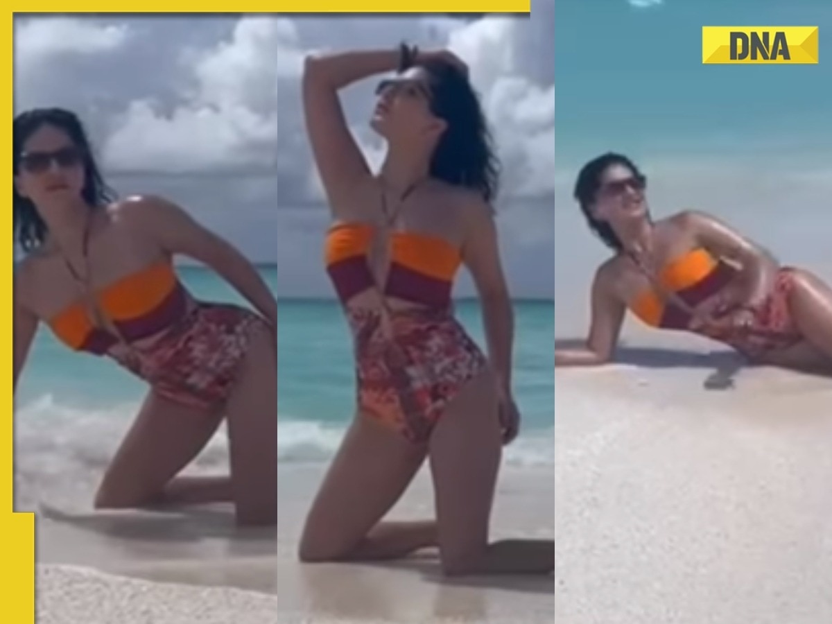 Www Sixi Video Sunny - Viral video: After wearing blazer with no top, Sunny Leone raises the heat  as she poses in a sexy bikini, watch