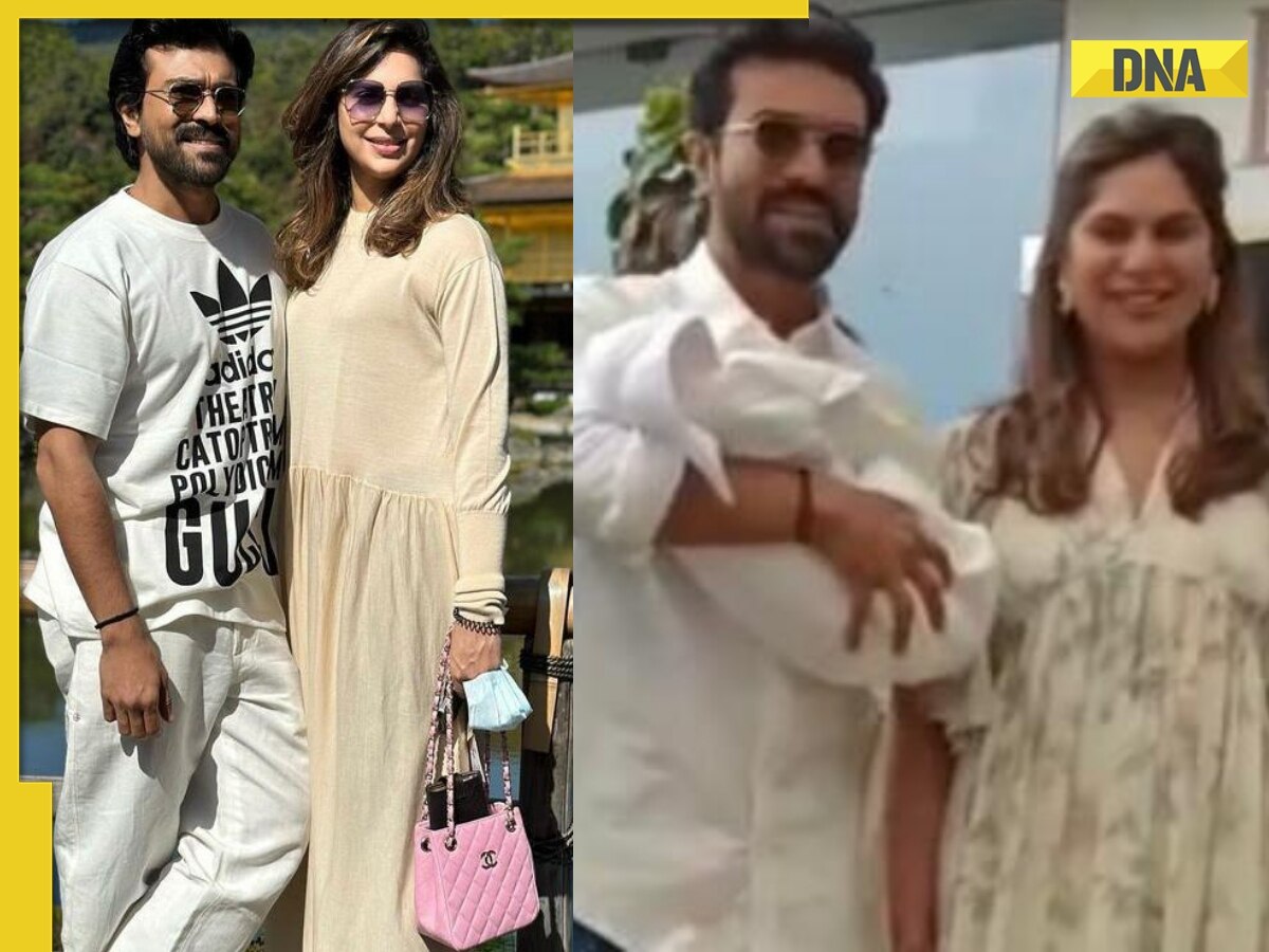 Watch: Ram Charan, Upasana Koindela flaunt big smile as they make first appearance with their 'mega princess'