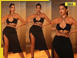 Viral video: Nora Fatehi sets internet on fire in black cut-out dress with plunging neckline, watch