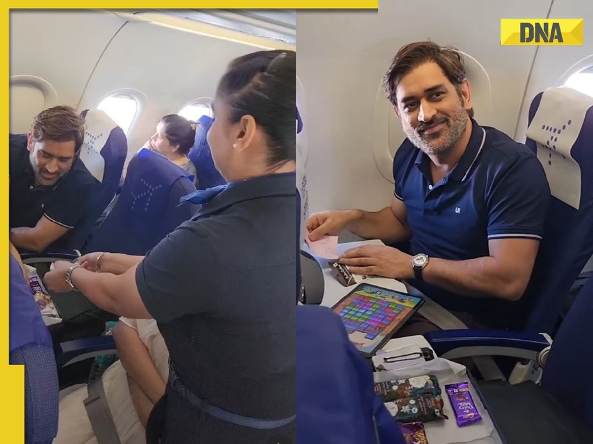 Watch: CSK captain MS Dhoni brightens up an air hostess’ day with kind gesture, video goes viral