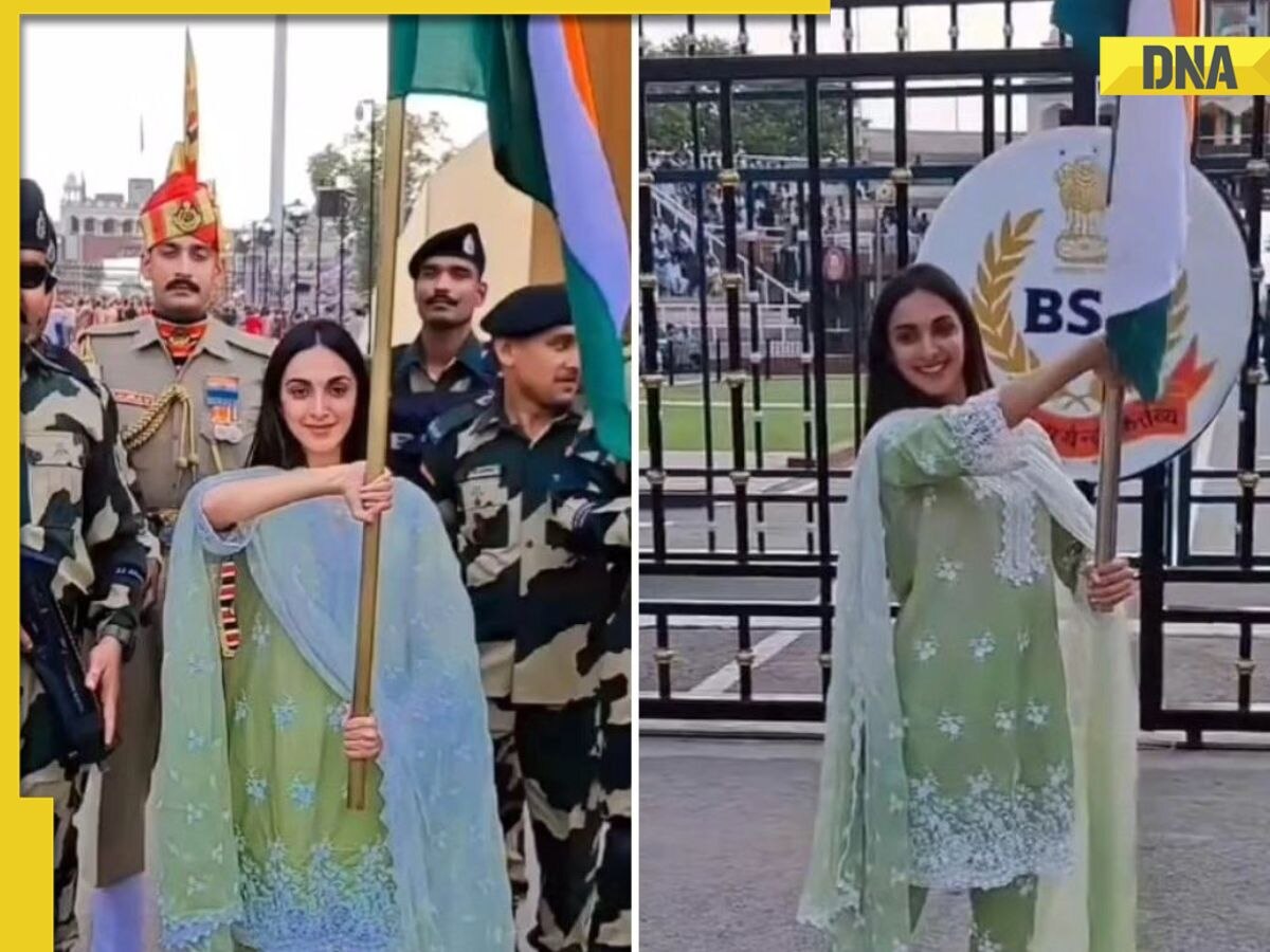 Kiara Advani waves National Flag, gets BSF personnel to teach her how to shoot a gun at Wagah Border