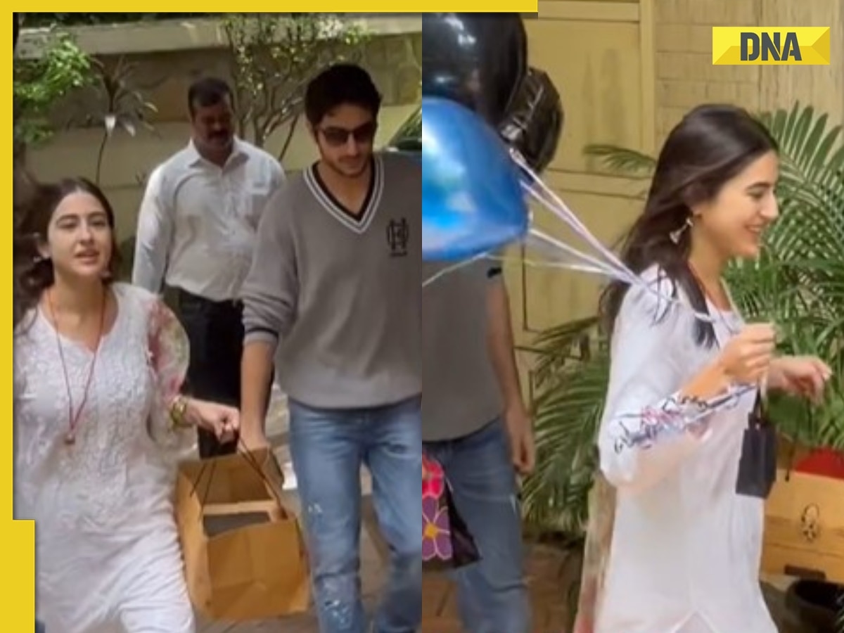 Sara Ali Khan-Ibrahim Ali Khan arrive with cake and balloons to wish father Saif Ali Khan on his birthday