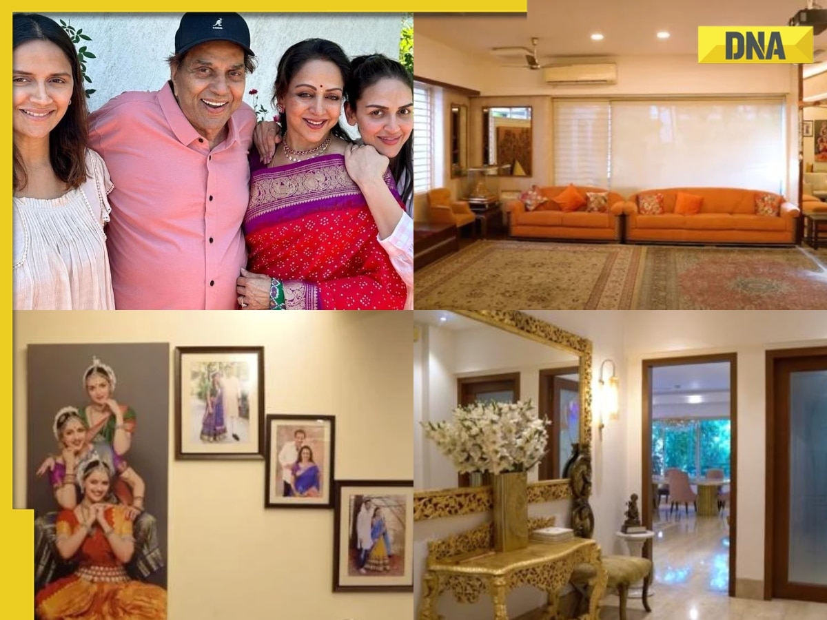 Step inside Hema Malini's Mumbai home with antique living area, dance hall, portraits of Dharmendra, Esha Deol, Ahana