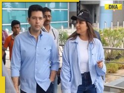 Ahead of wedding, Parineeti Chopra and Raghav Chadha twin in blue at airport