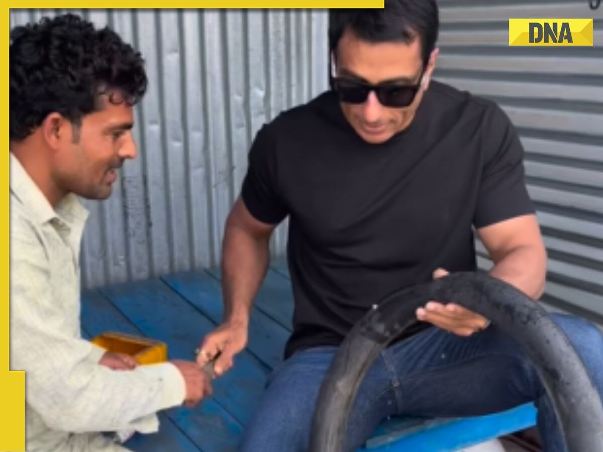 Sonu Sood supports local businesses by fixing puncture in repair shop, video goes viral, netizens call him 'masiha'