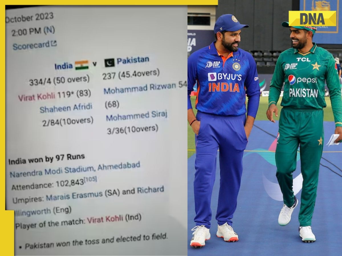 IND vs PAK World Cup match scripted? Netizens left bewildered by viral scorecard declaring India's 97-run victory