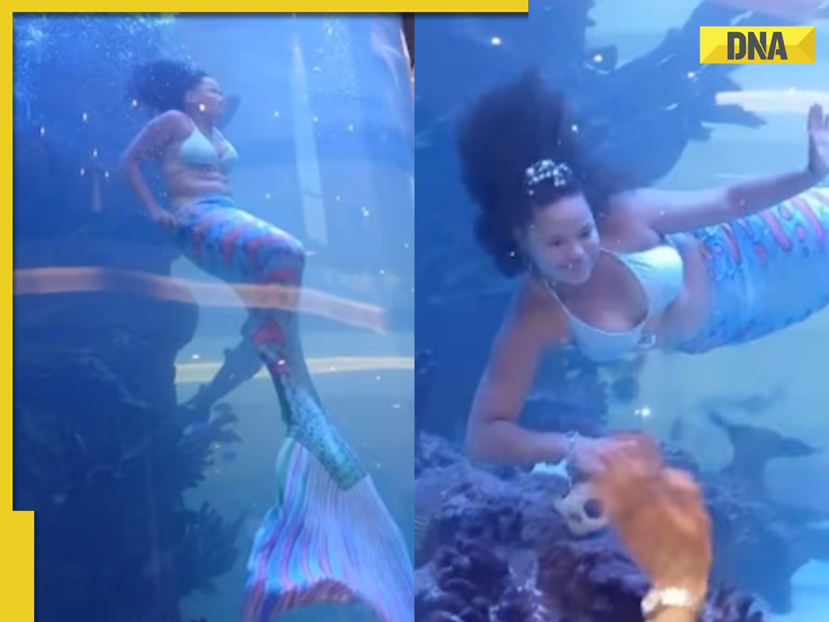 Viral video: Mermaid performer's narrow escape from drowning as tail gets entangled, watch