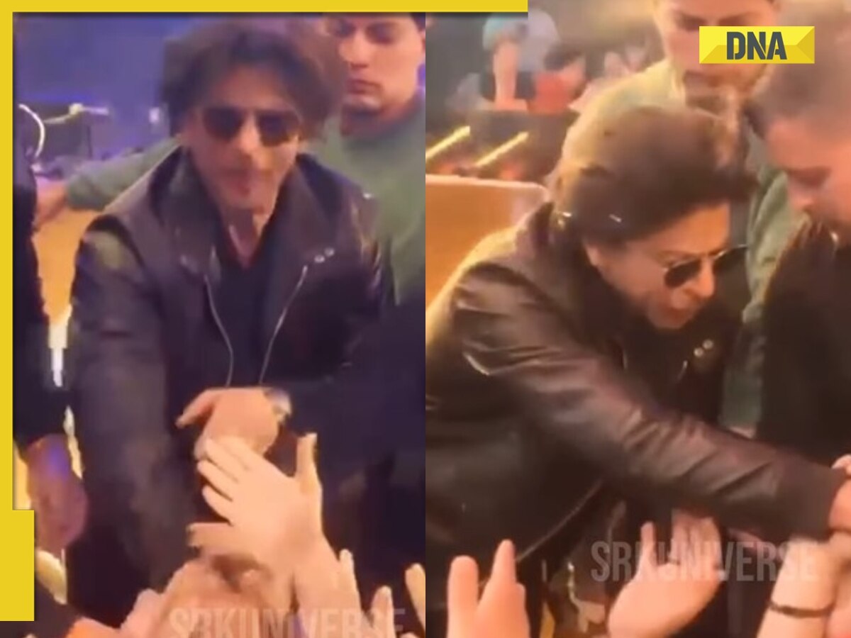 Watch: Shah Rukh Khan fans refuse to leave his hand, pull him at Dunki's promotional event in Dubai