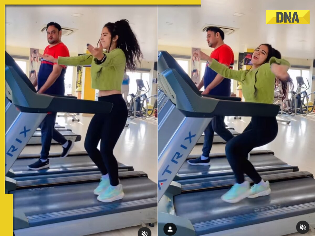 Viral video Woman dancing to 'Phoolon Sa Chehra Tera' on treadmill