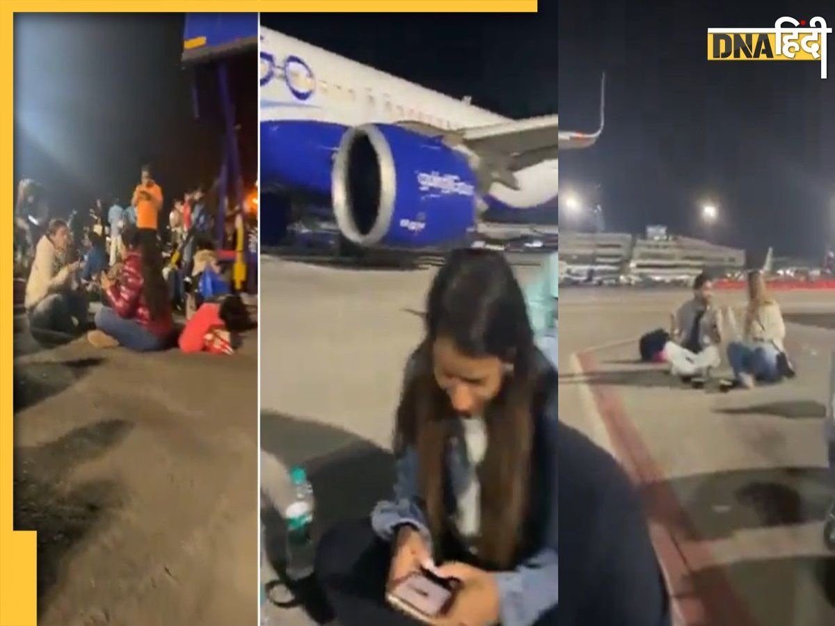 IndiGo की फ्लाइट हुई लेट तो रनवे पर ही खाना खाने लगे यात्री, देखें वीडियो