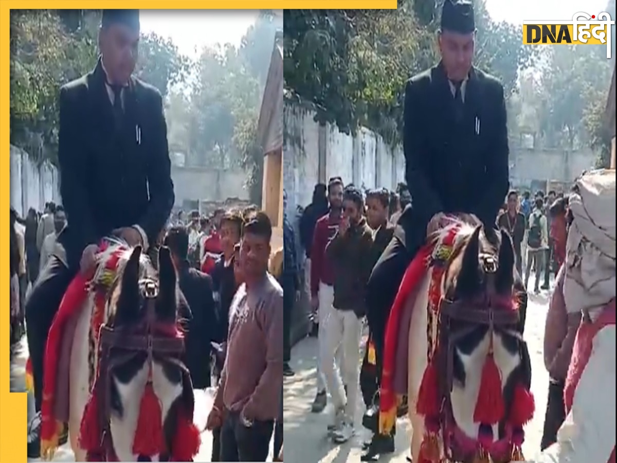 Viral Video: एलएलबी की परीक्षा देने के लिए सूट बूट में घोड़ी पर सवार हो आया यह शख्स, देखें वीडियो