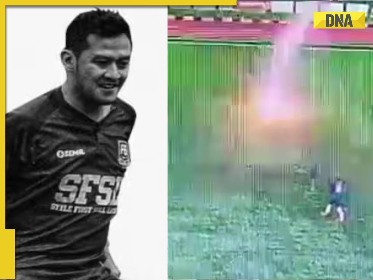 Footballer dies after being hit by lightning strike during match; video goes viral