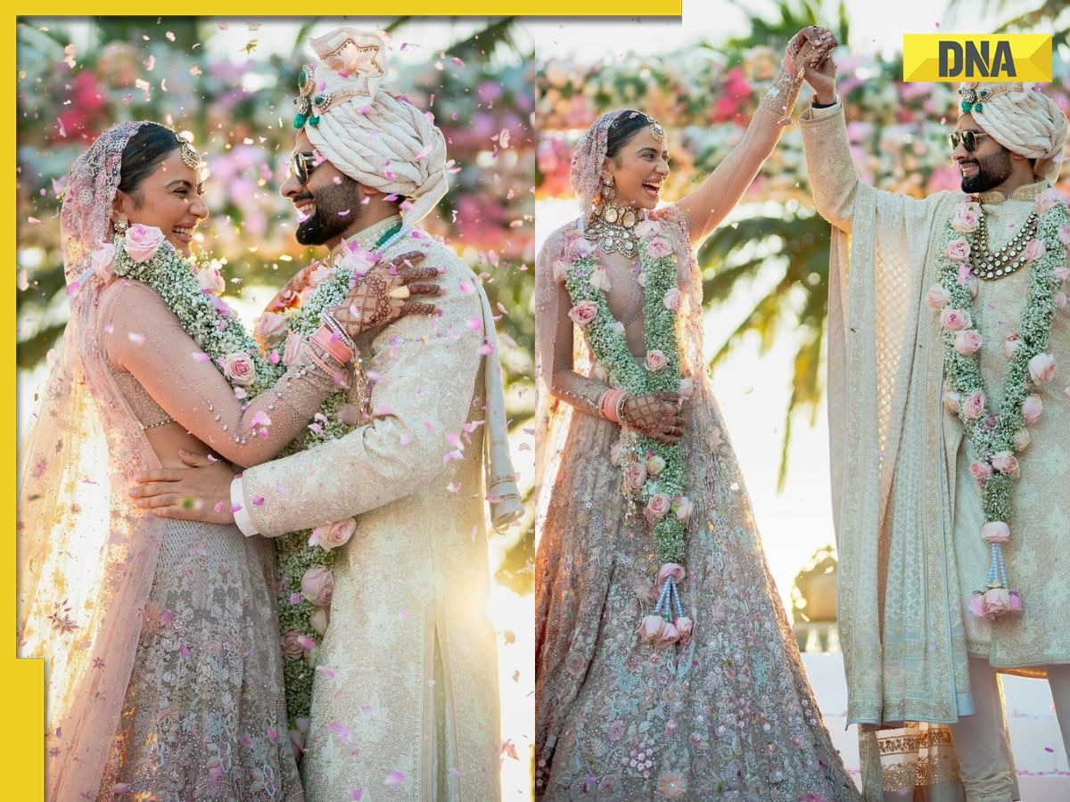 Decoding Rakul Preet Singh, Jackky Bhagnan's pastel wedding outfits