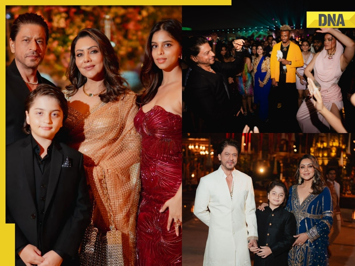 Shah Rukh Khan grooves with Rihanna; poses with Gauri Khan, Suhana Khan, AbRam Khan in unseen pics from Ambani bash