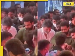 Jr NTR protects director Trivikram from fan mob, escorts him to car, netizens laud his gesture: 'Annaya for life'- Watch