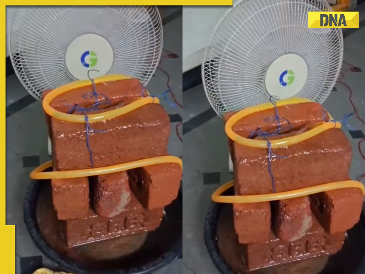 Viral video: Man makes 'jugaad' AC with table fan and bricks, internet is impressed