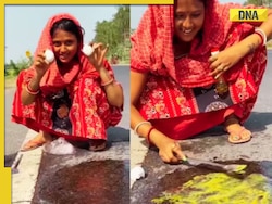 Viral video: Woman tries to cook omelette on road, internet is not happy