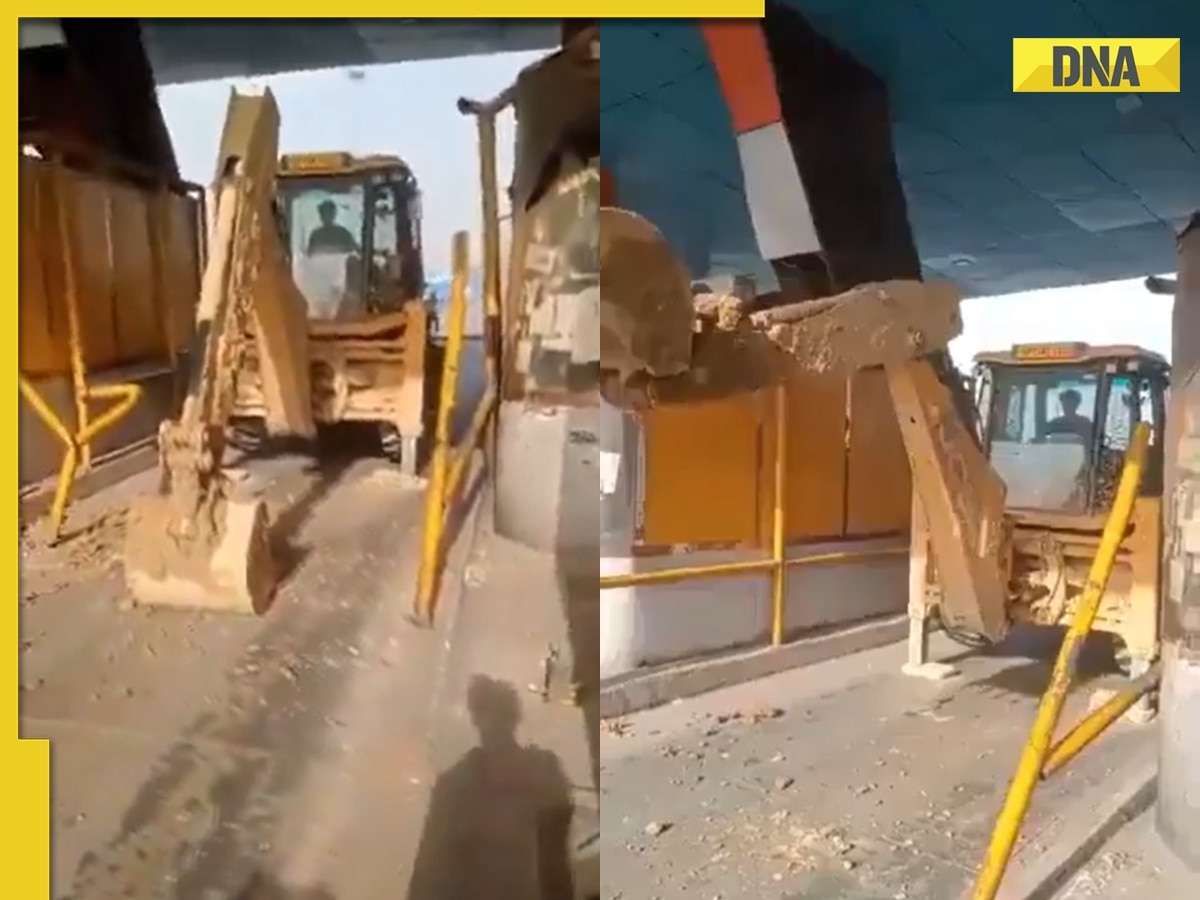 Bulldozer driver vandalises toll plaza in UP after being asked to pay fee, watch viral video here