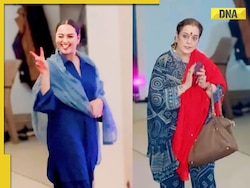 Watch: Ahead of wedding, bride-to-be Sonakshi Sinha gives quirky pose to paps, mom Poonam Sinha greets media after puja
