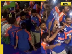 Watch: Rohit Sharma, Virat Kohli lift T20 World Cup trophy together during Team India's victory parade in Mumbai