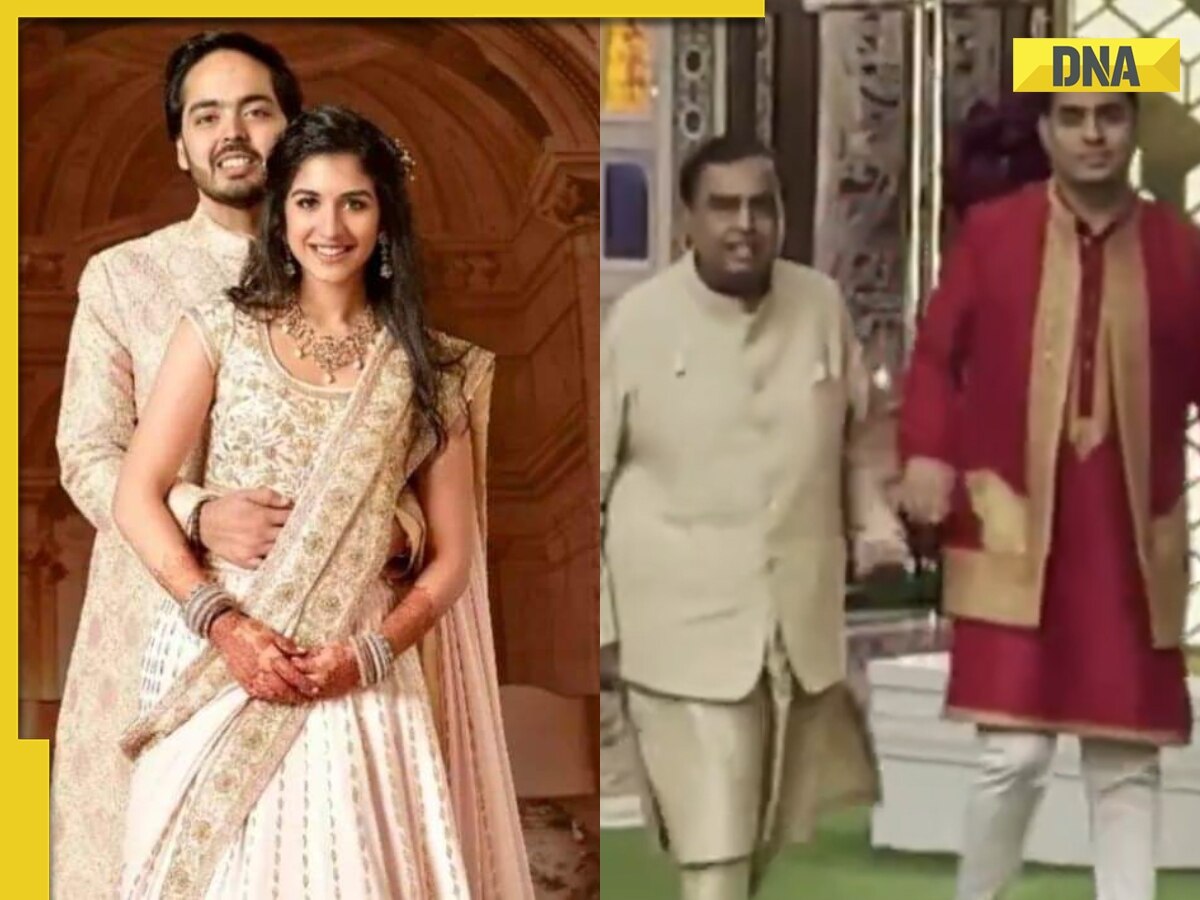 Watch: Mukesh Ambani, Akash Ambani pose for photos ahead of Anant Ambani-Radhika Merchant's haldi ceremony