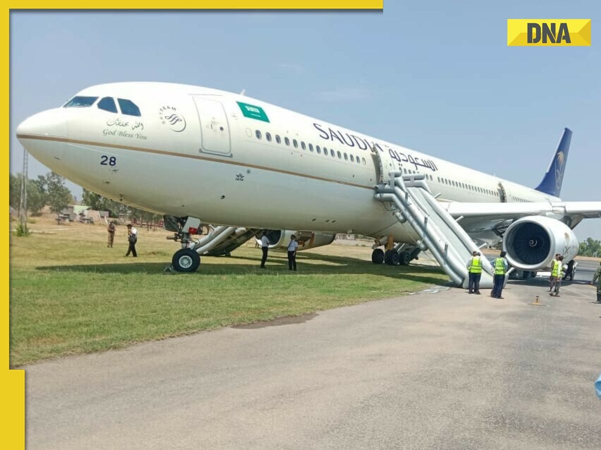 Saudi Airlines plane catches fire while landing at Peshawar Airport, watch video