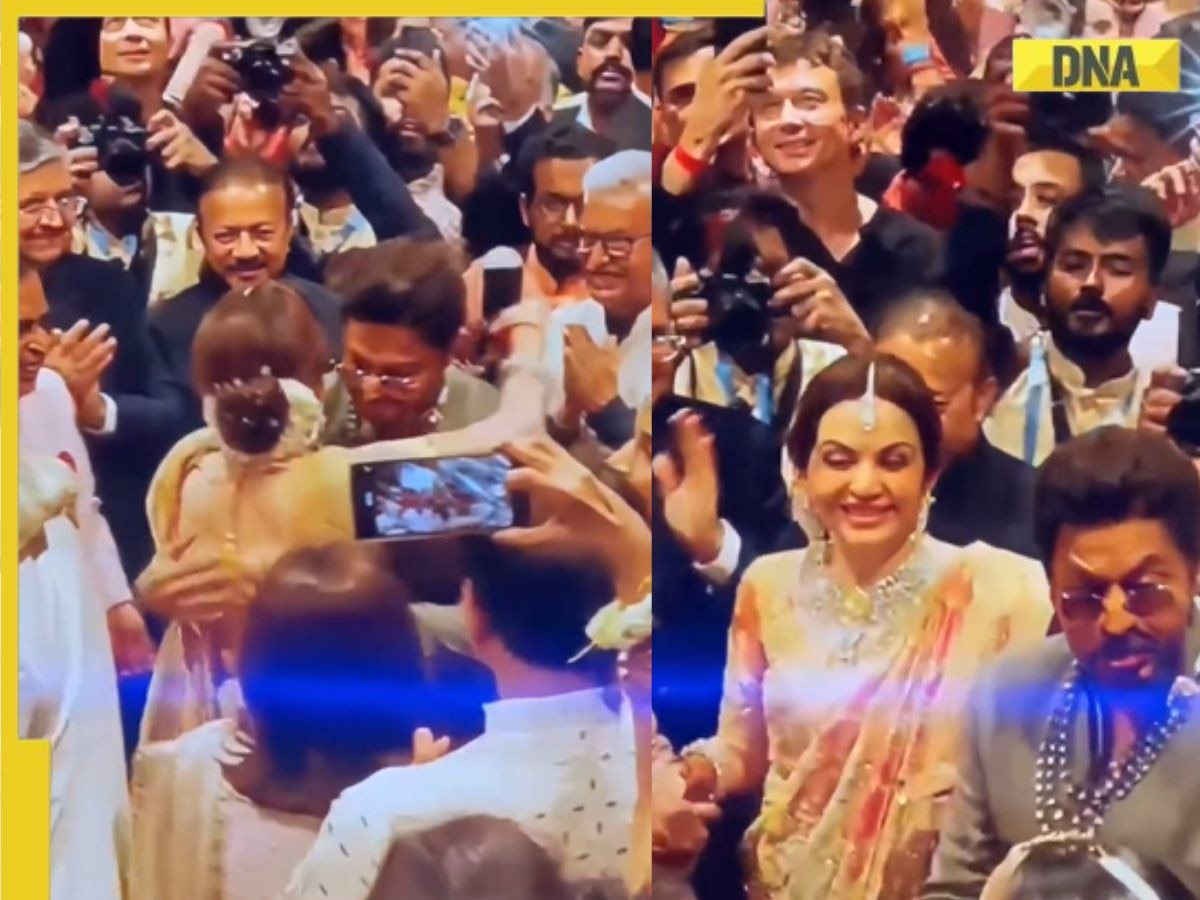 Shah Rukh Khan dances with Nita Ambani, does 'Jhoome Jo Pathaan' hookstep at Anant-Radhika's wedding, fans react