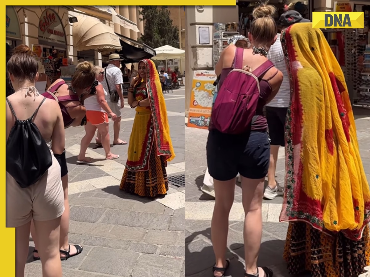 Viral video: Indian woman dons traditional Rajasthani attire abroad, impresses foreign onlookers